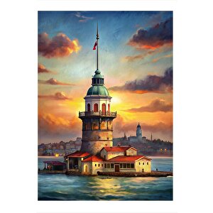 İstanbul Kız Kulesi Dekoratif Mdf Tablo 25cmx 35cm 25x35 cm