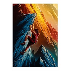 Zirvedeki Yalnızlık Ve Dağcı Art Mdf Poster 35cm X50cm 35x50 cm