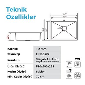 Poli̇ 6302 İnox  680x510 Mm Evi̇ye