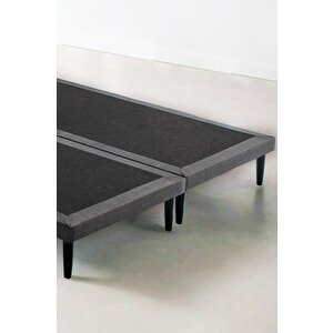 Niron Slim Baza Ve Başlık Takımı 140x190 Çift Kişilik Gri Kumaş Kaplı Metal Karyola Ve Başlık Seti