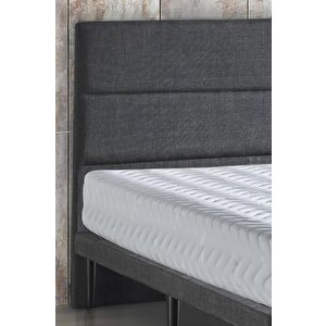 Niron Slim Pocket Yatak Seti 140x200 Çift Kişilik Paket Yaylı Yatak, Gri Metal Baza Ve Başlık Takımı