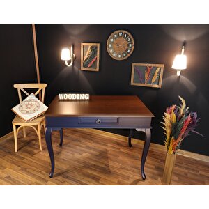 Wooding 120 Cm Çekmeceli Masif Lacivert Ceviz Çalışma Masası