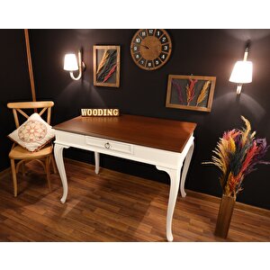Wooding 120 Cm Çekmeceli Masif Beyaz Ceviz Çalışma Masası