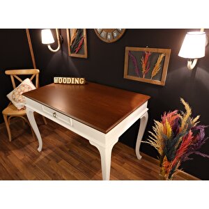 Wooding 120 Cm Çekmeceli Masif Beyaz Ceviz Çalışma Masası