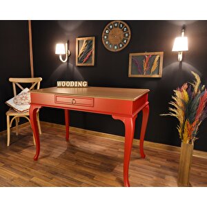 Wooding 120 Cm Çekmeceli Masif Kırmızı Naturel Çalışma Masası