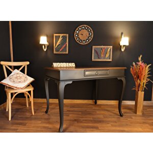 Wooding 110 Cm Çekmeceli Masif Siyah Ceviz Çalışma Masası