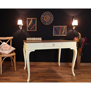 Wooding 120 Cm Çekmeceli Masif Krem Naturel Çalışma Masası