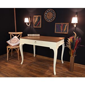 Wooding 120 Cm Çekmeceli Masif Krem Naturel Çalışma Masası