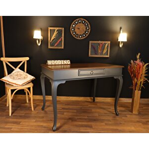 Wooding 120 Cm Çekmeceli Masif Antrasit Ceviz Çalışma Masası