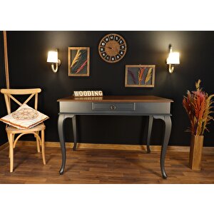 Wooding 120 Cm Çekmeceli Masif Antrasit Ceviz Çalışma Masası