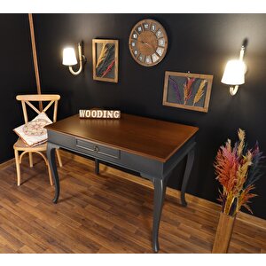 Wooding 120 Cm Çekmeceli Masif Antrasit Ceviz Çalışma Masası