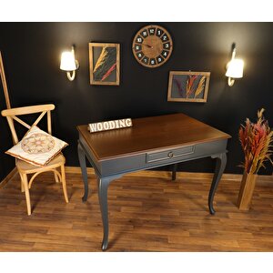Wooding 120 Cm Çekmeceli Masif Antrasit Ceviz Çalışma Masası