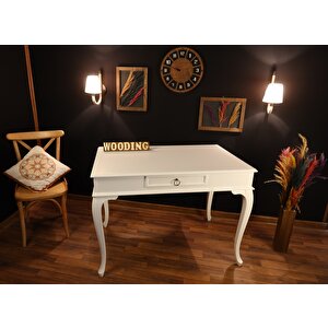 Wooding 120 Cm Çekmeceli Masif Lake Beyaz Çalışma Masası