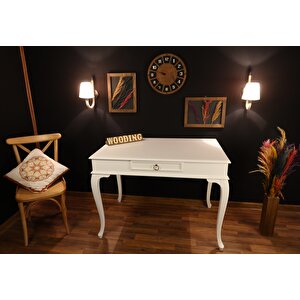 Wooding 120 Cm Çekmeceli Masif Lake Beyaz Çalışma Masası