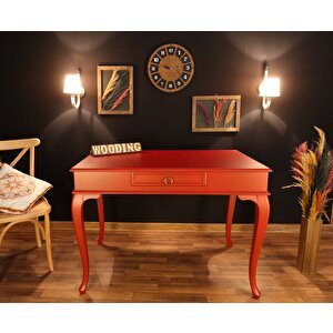 Wooding 120 Cm Çekmeceli Masif Lake Kırmızı Çalışma Masası