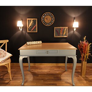 Wooding 110 Cm Çekmeceli Masif Gri Naturel Çalışma Masası