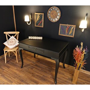 Wooding 120 Cm Çekmeceli Masif Lake Siyah Çalışma Masası