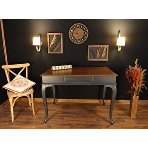 Wooding 110 Cm Çekmeceli Masif Antrasit Ceviz Çalışma Masası