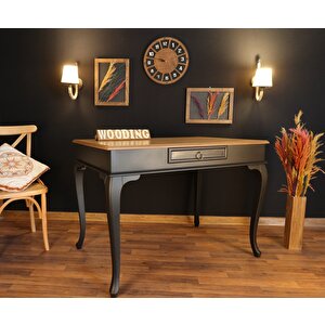 Wooding 110 Cm Çekmeceli Masif Siyah Naturel Çalışma Masası
