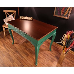 Wooding 110 Cm Çekmeceli Masif Yeşil Ceviz Çalışma Masası