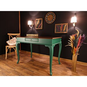 Wooding 120 Cm Çekmeceli Masif Yeşil Ceviz Çalışma Masası