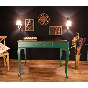 Wooding 120 Cm Çekmeceli Masif Yeşil Ceviz Çalışma Masası