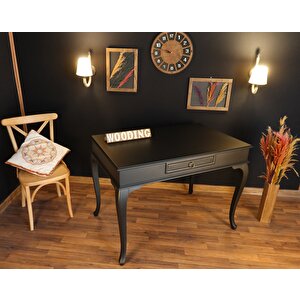 Wooding 110 Cm Çekmeceli Masif Lake Siyah Çalışma Masası