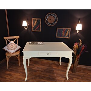 Wooding 110 Cm Çekmeceli Masif Lake Krem Çalışma Masası