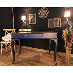 Wooding 110 Cm Çekmeceli Masif Lacivert Ceviz Çalışma Masası