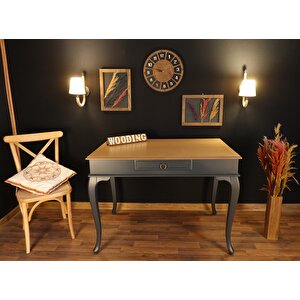 Wooding 120 Cm Çekmeceli Masif Antrasit Naturel Çalışma Masası