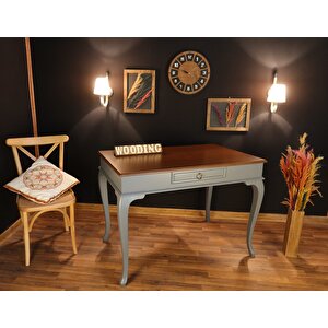 Wooding 120 Cm Çekmeceli Masif Gri Ceviz Çalışma Masası