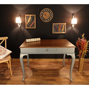 Wooding 120 Cm Çekmeceli Masif Gri Ceviz Çalışma Masası