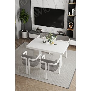 Lucas Lake Mdf Ayak Tokyo Demonte Sandalye 80x120 Yemek Masası Mutfak Masası 4 Kişilik