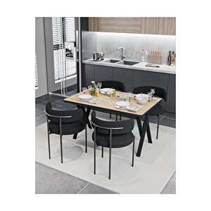 Arora Teddy Sandalye 80x120 Yemek Masası Mutfak Masası 4 Kişilik Masa Sandalye Takımı(bukle Kumaş)