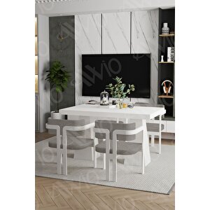 Lucas Lake Mdf Ayak Tokyo Demonte Sandalye 80x120 Yemek Masası Mutfak Masası 4 Kişilik
