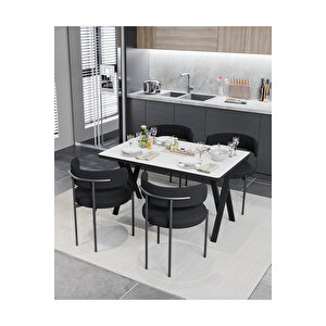 Arora Teddy Sandalye 80x120 Yemek Masası Mutfak Masası 4 Kişilik Masa Sandalye Takımı(bukle Kumaş)