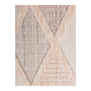 Rio Koleksiyonu Hasır Görünümlü Süpersoft İskandinav Desenli Modern Bukleli Loop Makine Halısı 160x230 cm