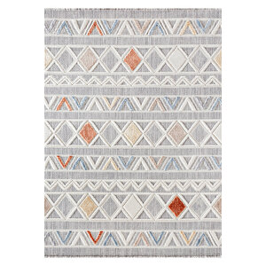 Broadway Koleksiyonu Mavi Tonlarda Modern İskandinav Vintage  Kilim Desenli Halı Yolluk 120x180 cm