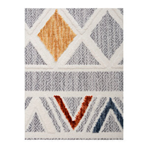 Broadway Koleksiyonu Mavi Tonlarda Modern İskandinav Vintage  Kilim Desenli Halı Yolluk 120x180 cm