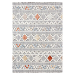 Broadway Koleksiyonu Mavi Tonlarda Modern İskandinav Vintage  Kilim Desenli Halı Yolluk
