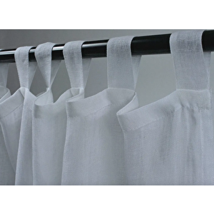 Kemerli Keten Rustik Tül Perde Pilesiz 500x200 cm