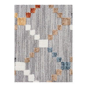 Broadway Koleksiyonu Mavi Tonlarda Modern İskandinav Vintage  Kilim Desenli Halı Yolluk 100x300 cm