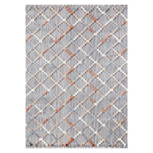 Broadway Koleksiyonu Mavi Tonlarda Modern İskandinav Vintage  Kilim Desenli Halı Yolluk 120x180 cm