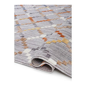 Broadway Koleksiyonu Mavi Tonlarda Modern İskandinav Vintage  Kilim Desenli Halı Yolluk 120x180 cm
