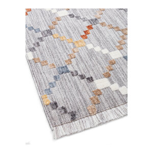 Broadway Koleksiyonu Mavi Tonlarda Modern İskandinav Vintage  Kilim Desenli Halı Yolluk
