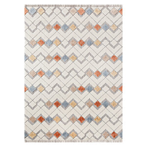 Broadway Koleksiyonu Mavi Tonlarda Modern İskandinav Vintage  Kilim Desenli Halı Yolluk 100x300 cm