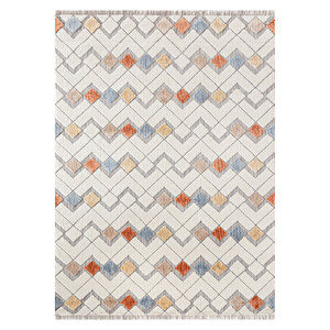 Broadway Koleksiyonu Mavi Tonlarda Modern İskandinav Vintage  Kilim Desenli Halı Yolluk