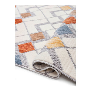 Broadway Koleksiyonu Mavi Tonlarda Modern İskandinav Vintage  Kilim Desenli Halı Yolluk 100x200 cm