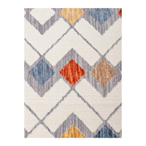 Broadway Koleksiyonu Mavi Tonlarda Modern İskandinav Vintage  Kilim Desenli Halı Yolluk 100x200 cm