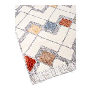 Broadway Koleksiyonu Mavi Tonlarda Modern İskandinav Vintage  Kilim Desenli Halı Yolluk